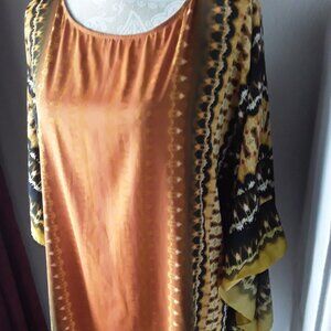 Bob Mackie Wearable art colorful scarf top size 1X
